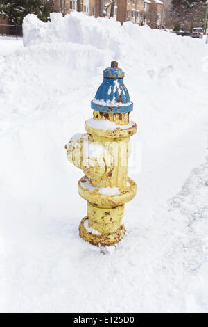 Hydranten, bedeckt mit Schnee in Connecticut, Vereinigte Staaten Stockfoto