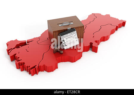 Wahlurne stehen auf Karte von Türkei Stockfoto