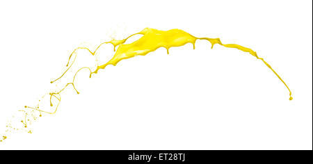 herrliche gelbe Farbe Splash isoliert auf weißem Hintergrund Stockfoto