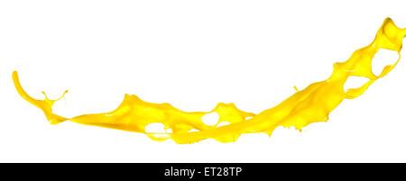 herrliche gelbe Farbe Splash isoliert auf weißem Hintergrund Stockfoto
