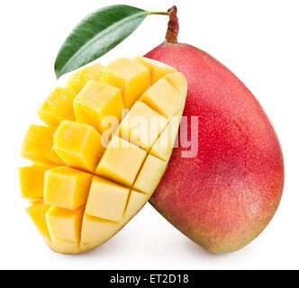 Reife Mango-Frucht. Datei enthält Beschneidungspfade. Stockfoto
