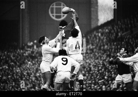 England 9-21 Wales, Rugby Union, Five Nations Championship Match in Twickenham, 17. Januar 1976. Stockfoto