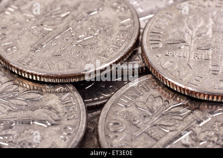 einen Cent Münzen, zusätzliche Großaufnahme Stockfoto