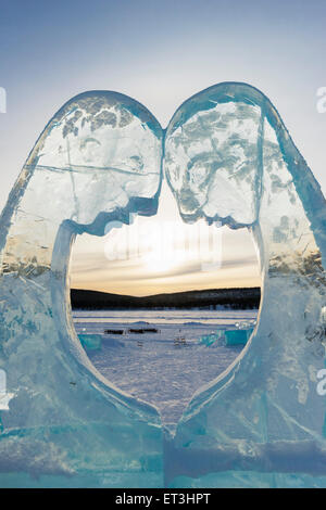 Polarkreis, Lappland, Skandinavien, Schweden, Kiruna, ICEHOTEL, Eis-Skulptur Stockfoto