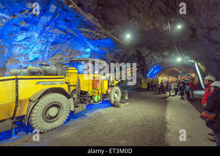 Polarkreis, Lappland, Skandinavien, Schweden, Kiruna, LKAB Bergbau Tour, größte unterirdische mine Eisenerz in der Welt Stockfoto