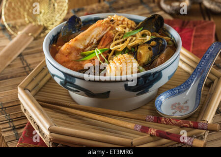 Jjampong. Koreanische Meeresfrüchte-Nudel-Suppe. Korea Food Stockfoto