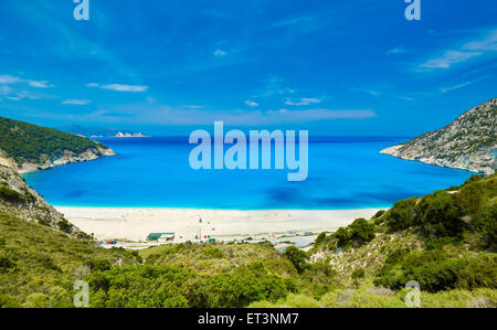 Myrtos Strand Kefalonia, Griechenland Stockfoto