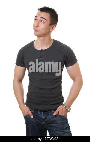 vorsichtig bei jungen Mann Stockfoto