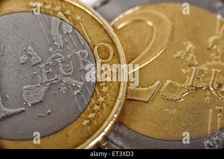 Euro-Münzen, Nahaufnahme super Stockfoto