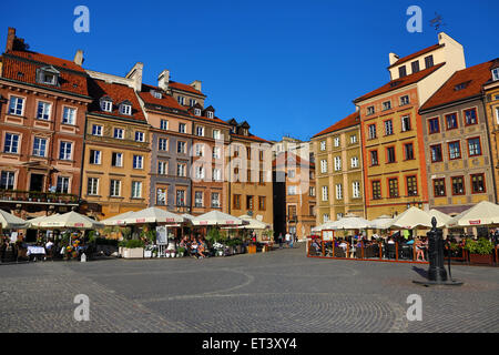 Traditionelle Häuser in der alten Stadt Marktplatz in Warschau, Polen Stockfoto