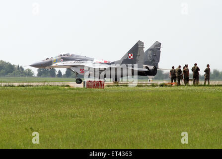 Schönefeld, Deutschland, MiG-29 Kampfflugzeug der polnischen Luftstreitkräfte Stockfoto