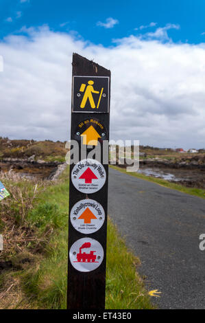 Zeichen für Burtonport Bahnhof zu Fuß-Radweg Stockfoto