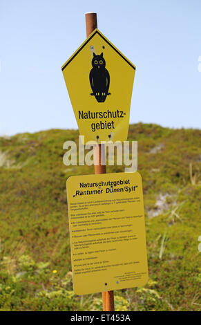 Sylt, Deutschland, Information Schild Naturschutzgebiet Stockfoto
