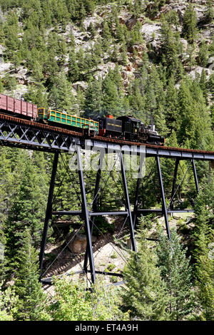 Historische Georgetown Loop Railroad über High Bridge, Georgetown, Colorado USA Stockfoto