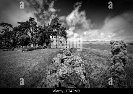 B&W HDR-Bild von privaten Parker Mana Straße Friedhof in Kamuela, Hawaii Stockfoto