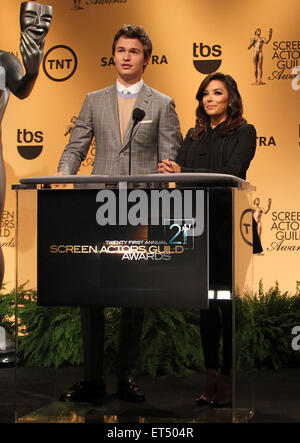 TNT 21. Annual Screen Actors Guild Awards Nominierungen mit Ankündigung: Ansel Elgort, Eva Longoria Where: West Hollywood, Kalifornien, Vereinigte Staaten, wann: 10. Dezember 2014 Kredit: FayesVision/WENN.com Stockfoto