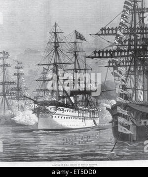 Königliche Hoheit auf Tour, Ankunft von HMS Serapis, Bombay Harbour; Bombay; Mumbai; Maharashtra; Indien Stockfoto