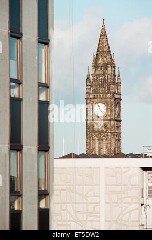 Ansichten von Middlesbrough, 8. Dezember 1994. Rathaus-Turmuhr. Stockfoto