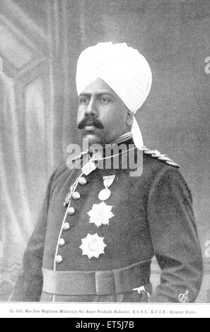 Fürsten von Indien; Lt Col seiner späten Hoheit Maharaja Sir Amar Prakash Bahadur; K.C.S.I.; K.C.I.E.; Sirmoor Zustand kein Herr Stockfoto