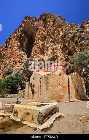 Die Kirche Agios Antonios in Agiofarago ("Heilige Canyon"), Asterousia Gebirge, Heraklion, Cretet Insel, Griechenland Stockfoto