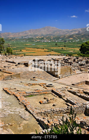 Teilansicht des minoischen Palastes in Phaistos (oder "Festos") im Süden Kretas, Präfektur Heraklion, Griechenland Stockfoto