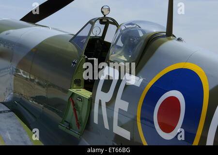 Spitfire Vintage WWII Flugzeug Cockpit Stockfoto