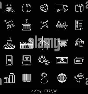 Supply Chain Linie Symbole auf schwarzem Hintergrund, Lager Vektor Stock Vektor