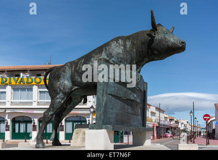 Stierkampf-Denkmal, Saintes-Maries-de-la-Mer, Provence-Alpes-Côte d ' ' Azur, Frankreich Stockfoto