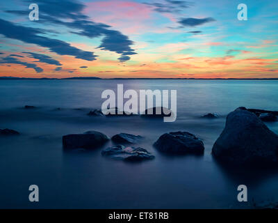 Panoramablick auf Meer, Chieming, Bayern, Deutschland Stockfoto