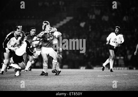 1989 World Cup Challenge (auch bekannt als die Fosters World Cup Challenge) die erste offizielle World Cup Challenge match.  Widnes statt 30 18 Canberra Raiders im Old Trafford, Manchester. 4. Oktober 1989. Stockfoto