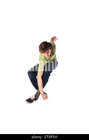 Hip Hop Tänzer bei isolierten über weiß Stockfoto