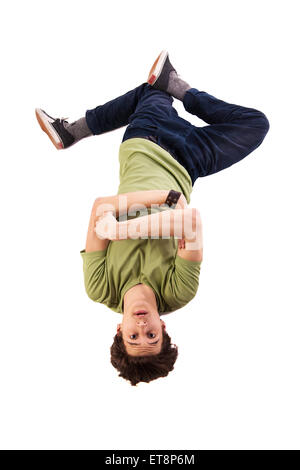 Hip Hop Tänzer bei isolierten über weiß Stockfoto