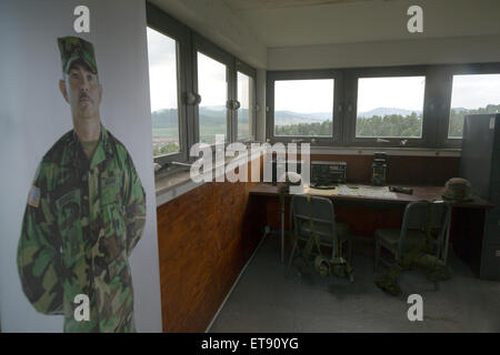 Rasdorf, Deutschland, Aussichtsturm auf dem Gelände der Gedenkstätte Point Alpha Stockfoto