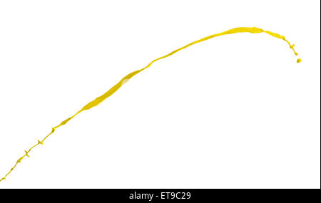 herrliche gelbe Farbe Splash isoliert auf weißem Hintergrund Stockfoto