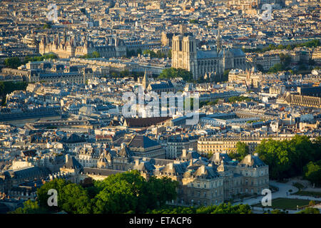 Ansicht von Paris, Hotel de Ville, der Kathedrale Notre Dame und Palais Luxemburg, Paris, Frankreich Stockfoto