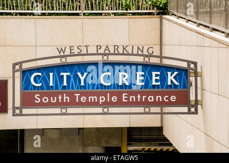 Creek South Stadttempel unterirdischen Parkplatz Eingang, Salt Lake City, Utah Stockfoto