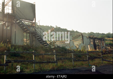 Ein Feuer brannte völlig Eston Skidorf Gebäude. 22. August 1996. Stockfoto