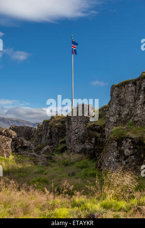 Almannagja Platte, Thingvellir National Park, in der Nähe von Reykjavik in Island Stockfoto