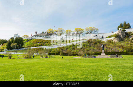 Michigan, Mackinac Island, Marquette Park, Fort Mackinac oben Stockfoto