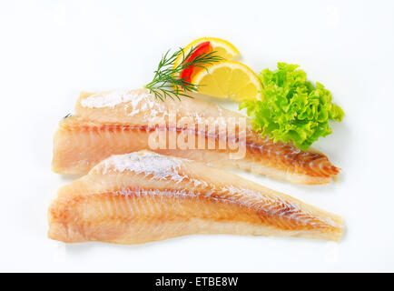 Studioaufnahme von frischen Fischfilets Stockfoto