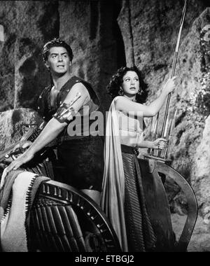 Victor Mature, Hedy Lamarr, am Set des Films "Samson und Delilah", 1949 Stockfoto