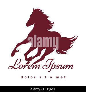 Laufenden Hengst Logo oder Emblem. Nur kostenlose Schriftart verwendet. Isoliert auf weißem Hintergrund. Stock Vektor