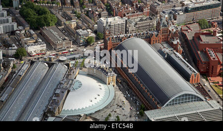 Luftbild von Kings Cross und St Pancras Stations London Stockfoto