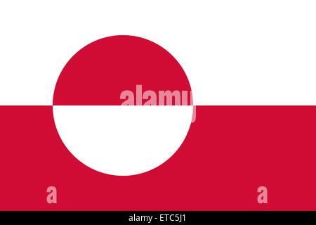 Offizielle Flagge der Grönland flach Größe Horizontal Stockfoto