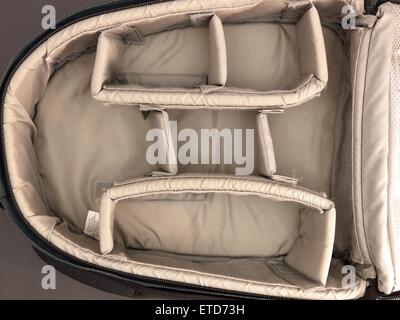 Eine Nahaufnahme von einer Kameratasche Stockfoto