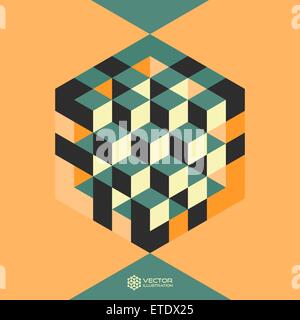 Sechseck-Form mit Würfel eingeschrieben. Vektor-Illustration 3d Hintergrund.  Einsetzbar für Business-Konzepte. Stock Vektor