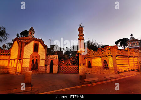 Güell Pavillons, von Antoni Gaudí. Barcelona. Stockfoto