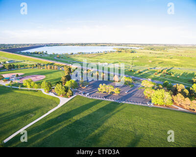 Luftaufnahme von Cherry Creek Reservoir in Denver, Colorado. Stockfoto