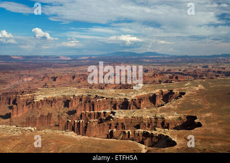 Die Aussicht auf Grand View Point übersehen auf der Insel im Himmel Teil des oberen Canyonlands National Park. Stockfoto