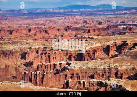 Die Aussicht auf Grand View Point übersehen auf der Insel im Himmel Teil des oberen Canyonlands National Park. Stockfoto